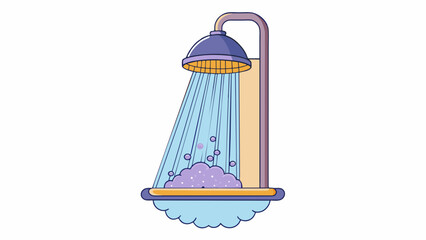 Poster - The feeling of warm water cascading down your back in a luxurious shower with the subtle scent of lavender filling the air. The water pressure is just. Cartoon Vector.
