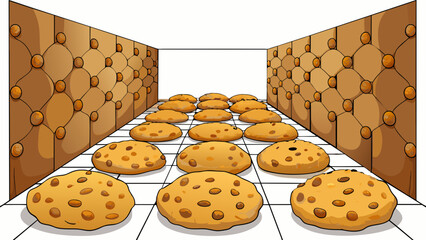 Poster - The entire room was filled with the mouthwatering aroma of freshly baked cookies with the warm and gooey chocolate chips invitingly peeking out. Cartoon Vector.