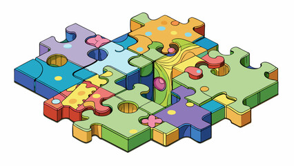 Fototapete - The final challenge was a puzzle made up of various shapes and patterns each one more confusing and intricate than the last. It seemed impossible to. Cartoon Vector.