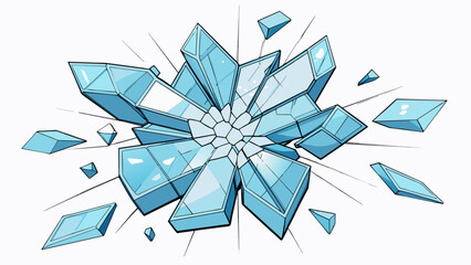 Leinwandbilder - The glass was completely shattered with sharp edges jutting out in every direction. The tiny shards covered the ground glinting in the sunlight.. Cartoon Vector.