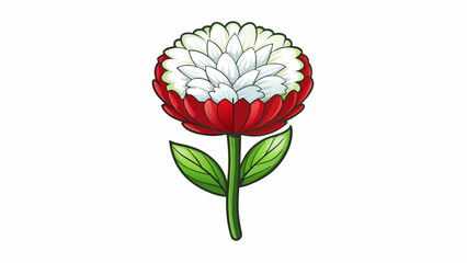 Aufkleber - The fluffy white petals of a freshly bloomed flower unfurling from its tight bud and revealing its vibrant colors.. Cartoon Vector.