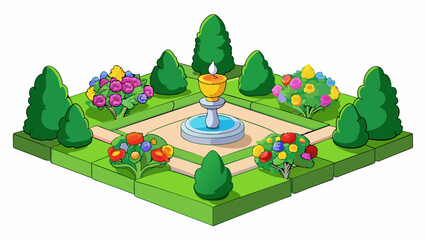 Sticker - The garden was a sight to behold vibrant flowers of every color bursted from the tall green hedges their sweet fragrance dancing through the air.. Cartoon Vector.