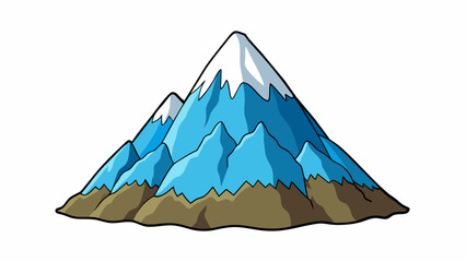 Poster - The imposing mountain loomed in the distance its peak covered in a thick blanket of snow that seemed to stretch on for miles.. Cartoon Vector.