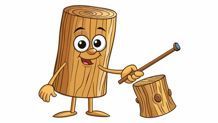 Poster - The knock of a wood on a tree trunk is a rhythmic tapping sound. Each knock has a slightly different tone creating a unique pattern.. Cartoon Vector.