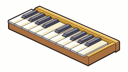 Poster - The middle key on a piano sitting perfectly in between the high and low notes but with a slight chip in its ivory surface.. Cartoon Vector.