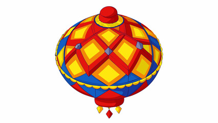 Fototapete - The main defining feature of this object is its bright colors and intricate patterns. It is made of handwoven fabric with intricate designs and. Cartoon Vector.