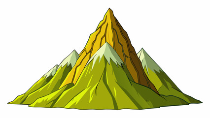 Aufkleber - The mountain was seriously imposing its jagged peak reaching high into the sky and casting a shadow over the valley below.. Cartoon Vector.