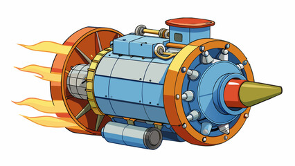 Aufkleber - The most powerful engine humming with energy and capable of propelling a massive ship across the vast ocean with ease.. Cartoon Vector.