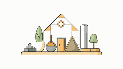Poster - The minimalist trend in home decor is characterized by clean lines neutral colors and simple geometric shapes. Objects in this trend often feature. Cartoon Vector.