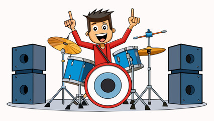 Aufkleber - The music mode at this concert is highenergy and upbeat. The drums and bass provide a steady rhythm while the singers powerful vocals electrify the. Cartoon Vector.