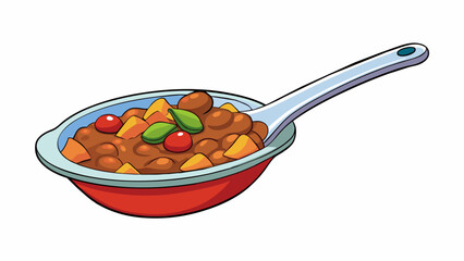 Poster - The next taste is a combination of bold and savory flavors reminiscent of a hearty bowl of homemade chili. The warmth of es and a hint of smokiness. Cartoon Vector.
