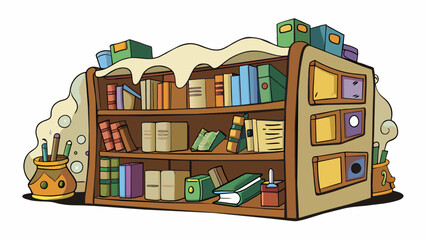 Fototapete - The old bookstore was like a paradise for book lovers. The musty scent of old pages filled the air and the shelves were filled with rare and treasured. Cartoon Vector.