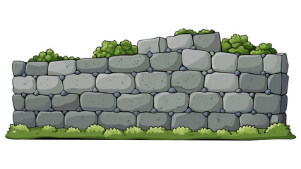 Poster - The old stone wall was covered in a layer of grey moss giving it a weathered and aged appearance.. Cartoon Vector.