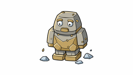 Poster - The once magnificent statue was now completely weathered with chunks missing from its stone surface. Years of rain and wind had eroded the details. Cartoon Vector.