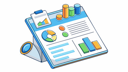 Fototapete - The outcome was a wellorganized and comprehensive report with clear headings charts and graphs to convey information effectively. The writing was. Cartoon Vector.