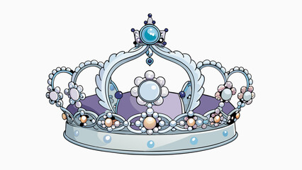Fototapete - The queens crown passed down through generations is a delicate masterpiece. Made of intricate lacelike silver it is adorned with pearls and delicate. Cartoon Vector.