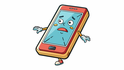 Fototapete - The phones screen was cracked the buttons were sticky and the battery drained quickly making it a frustrating device to use.. Cartoon Vector.