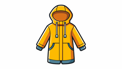 Leinwandbilder - The perfect raincoat for a stormy day is made of waterproof material with a detachable hood and adjustable drawstrings at the waist. It also has. Cartoon Vector.
