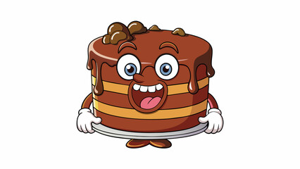 Poster - The rich velvety texture of the chocolate cake melted in my mouth and left me longing for another bite.. Cartoon Vector.