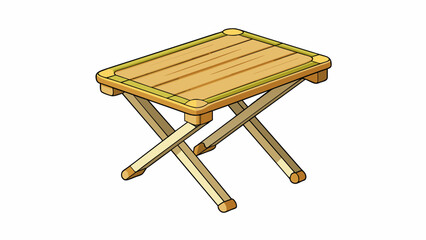 Fototapete - The relevant item was a compact foldable table made of sy wood. It had a smooth natural finish and could easily be set up and taken down. The legs. Cartoon Vector.