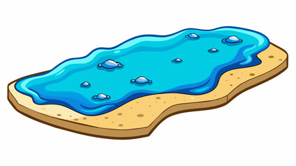 Fototapete - The shimmering blue water sparkled in the warm sunlight small waves lapping against the smooth sandy shore.. Cartoon Vector.