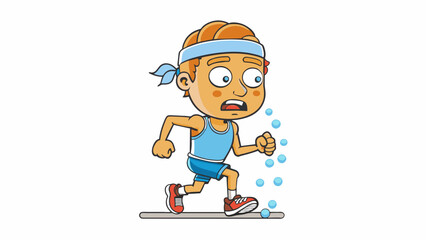 Poster - The sharp labored breaths of a runner pushing themselves to their limits beads of sweat forming on their brow and condensing in the crisp morning air.. Cartoon Vector.