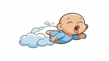 Aufkleber - The slow steady inhale and exhale of a peacefully sleeping baby their chest rising and falling in synchrony with their soft breath.. Cartoon Vector.