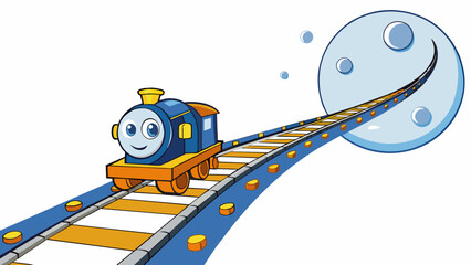 Aufkleber - The sound of a distant train whistle echoed through the crisp night air signaling the start of a new journey for its passengers. The shiny metal. Cartoon Vector.