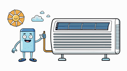 Fototapete - The stateoftheart air conditioner uses minimal energy to effectively cool the entire room in a matter of minutes. Its smart sensor technology turns. Cartoon Vector.