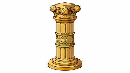Fototapete - The third column is unique with intricate carvings covering its entire surface. Its base resembles the roots of a tree while the shaft is adorned with. Cartoon Vector.