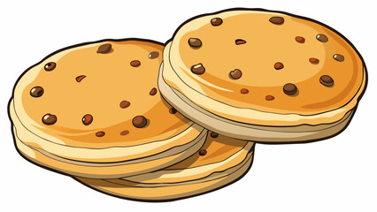 Aufkleber - The warm buttery aroma of freshly baked Welsh cakes filled the kitchen a beloved treat made with flour raisins and es.. Cartoon Vector.