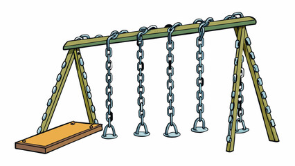 Fototapete - The worn metal chains dangled heavily from the abandoned swing set swaying slightly in the gentle breeze.. Cartoon Vector.