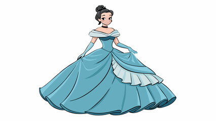 Aufkleber - The young debutante twirled in her flowing tory gown the layers of silk and lace creating a timeless and graceful silhouette that was the epitome of. Cartoon Vector.