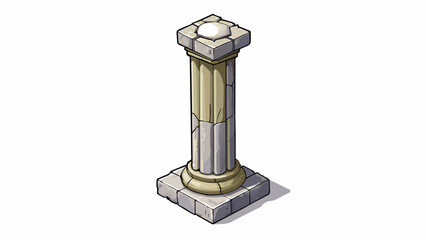Fototapete - This column is made of rough weathered stone its edges chiseled into sharp angles. It is shorter than the others but its weight is supported by a. Cartoon Vector.