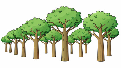 Aufkleber - Trees standing tall and their limbs reaching towards the grey sky patiently waiting for the warmth of spring to return.. Cartoon Vector.