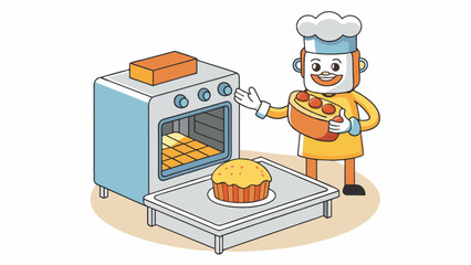 Fototapete - To effectively bake a cake you must follow the recipe precisely preheat the oven to the recommended temperature and check for a golden brown color. Cartoon Vector.