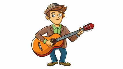 Poster - Tuning a guitar Musicians know the importance of regularly tuning their instruments to maintain the desired sound quality. Tuning involves adjusting. Cartoon Vector.
