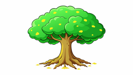 Sticker - Wispy green speckled with spots of yellow and brown hinting at its true age. Beneath the surface a network of roots spreads anchoring it in place and. Cartoon Vector.