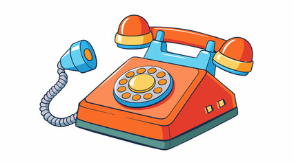 Poster - When you pick up the telephone you hear a dial tone a constant buzzing sound that indicates the line is active. The handset has a small speaker and. Cartoon Vector.
