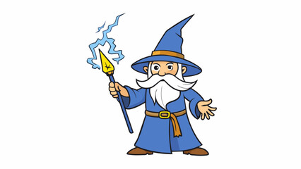 Aufkleber - With a single flick of his wrist the powerful wizard conjured up a violent storm crackling with electricity and swirling with destructive winds. The. Cartoon Vector.