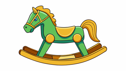 Aufkleber - Wooden rocking horse This traditional wooden toy is a popular Swedish childrens item. It is handmade from sy wood and has a simple timeless design. It. Cartoon Vector.