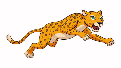 Fototapete - With a graceful leap the powerful jaguar soared through the air its sleek and muscular body exuding grace and agility. Its formidable jaws displayed a. Cartoon Vector.