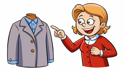 Fototapete - With a smirk she remarked on his thread coat teasing him about the holes and missing buttons.. Cartoon Vector.