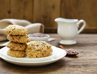 Poster - cereal biscuits with seeds of flax and sunflower