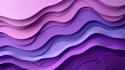 Canvas Print - purple background with layered paper-cut style shapes in different shades of purple
