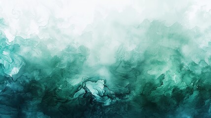 Wall Mural - watercolor background with a blend of green and blue hues flowing together, copy space