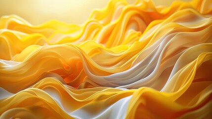 Canvas Print - yellow 3D background with dynamic, fractal-like shapes creating depth
