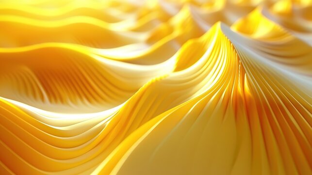 yellow 3D background with dynamic, fractal-like shapes creating depth