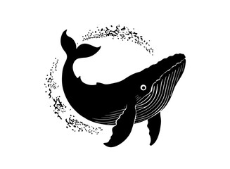 Wall Mural - Blue whale silhouette, Whale silhouette, Blue whale icon set, Whale clipart.