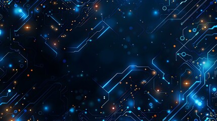 Wall Mural - Futuristic Digital Circuit Board and Cosmic Starry Sky Abstract Technology Background